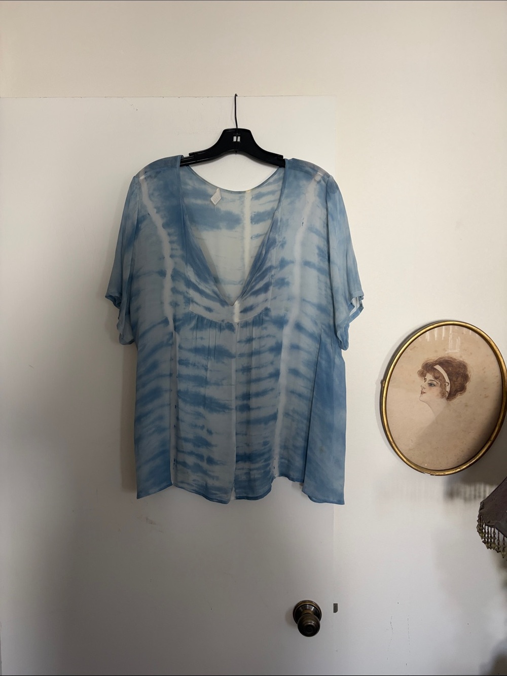 LACAUSA Blue Tie-Dye V-Neck Tunic